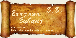 Borjana Bubanj vizit kartica